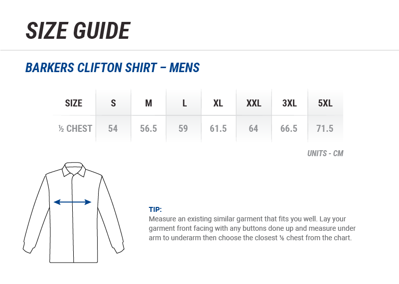 Men's Barkers Clifton Shirt Size Chart