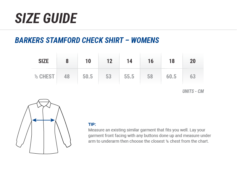 Women's Barkers Stamford Check Size Chart